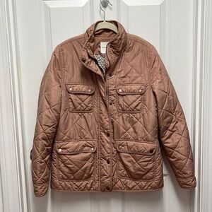 Rose Gold Quilted Sherpa Lined Barn Jacket Medium